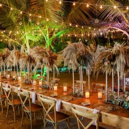 Dinner reception on the pool area at Dreams Onyx Resort and Spa