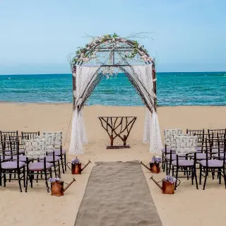 Beachfront wedding ceremony setup at Dreams Onyx, Punta Cana