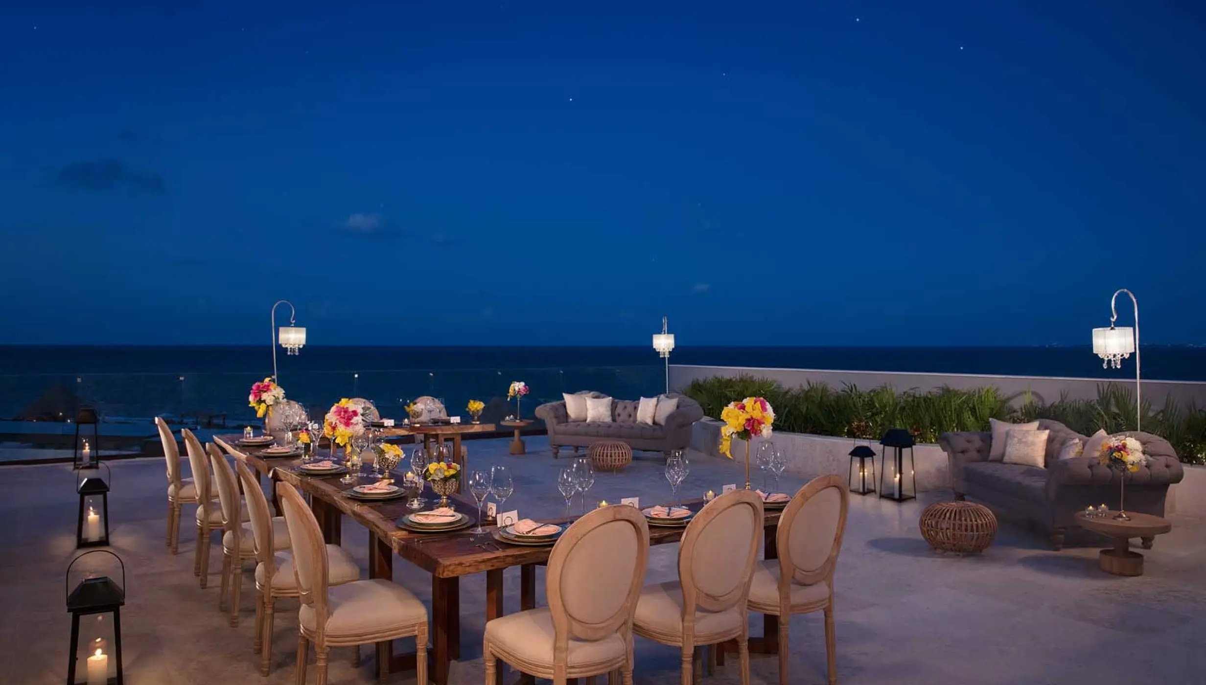 Outdoor dinner reception in paramount suite at Dreams Playa Mujeres