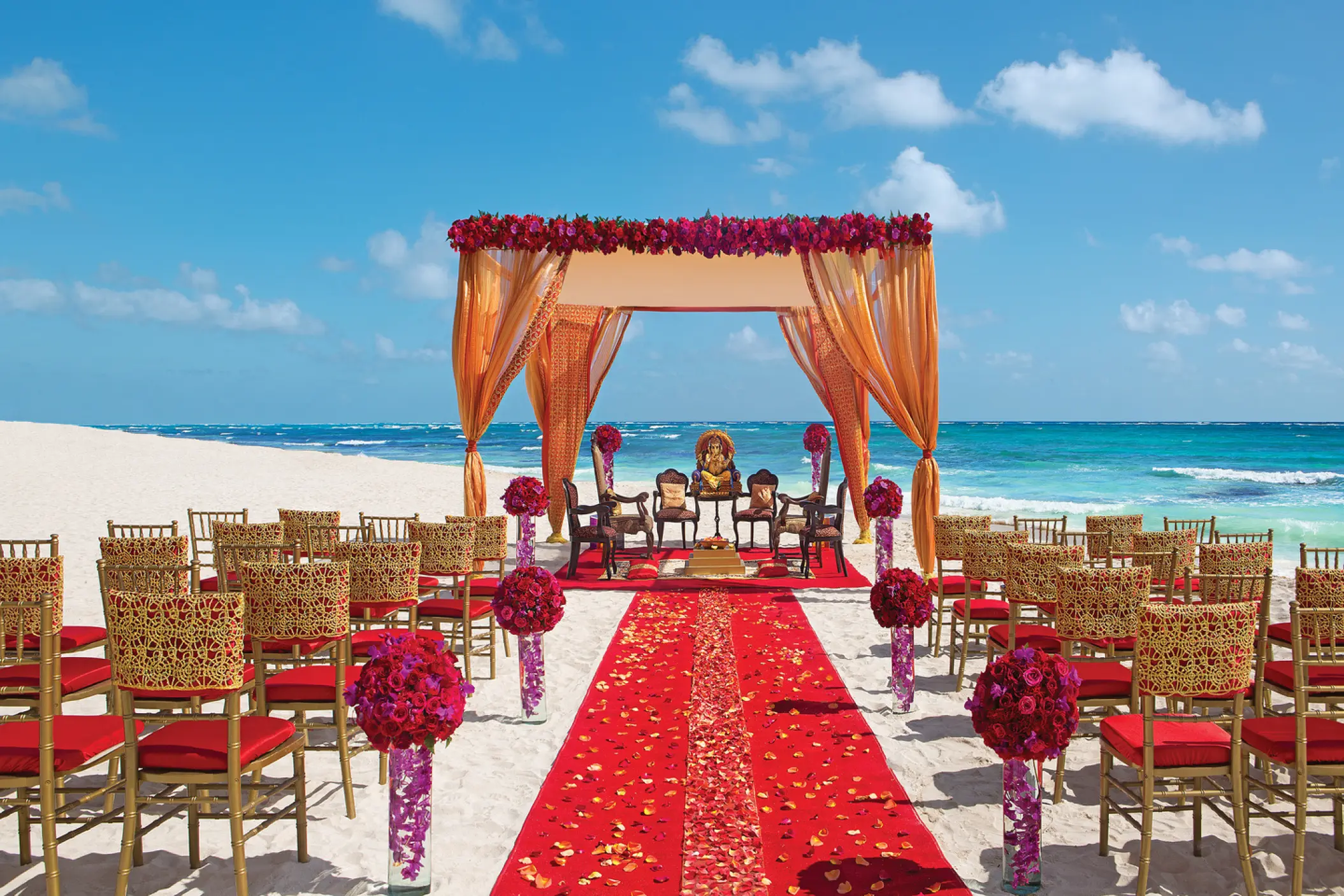 Mandap for a beach ceremony at Dreams Riviera Cancun, Riviera Maya