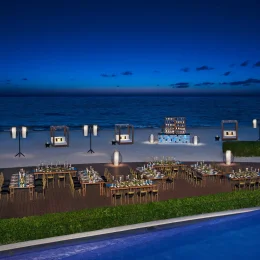 deck wedding venue next to beach at Dreams Riviera Cancun Resort