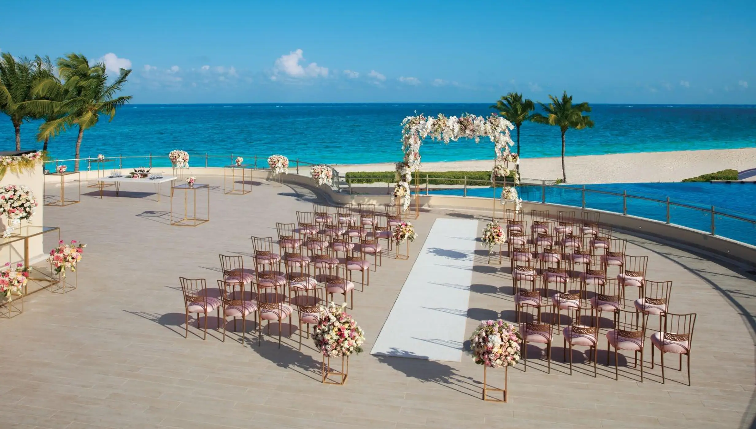 Oceana Terrace wedding ceremony setup at Dreams Riviera Cancun, Riviera Maya