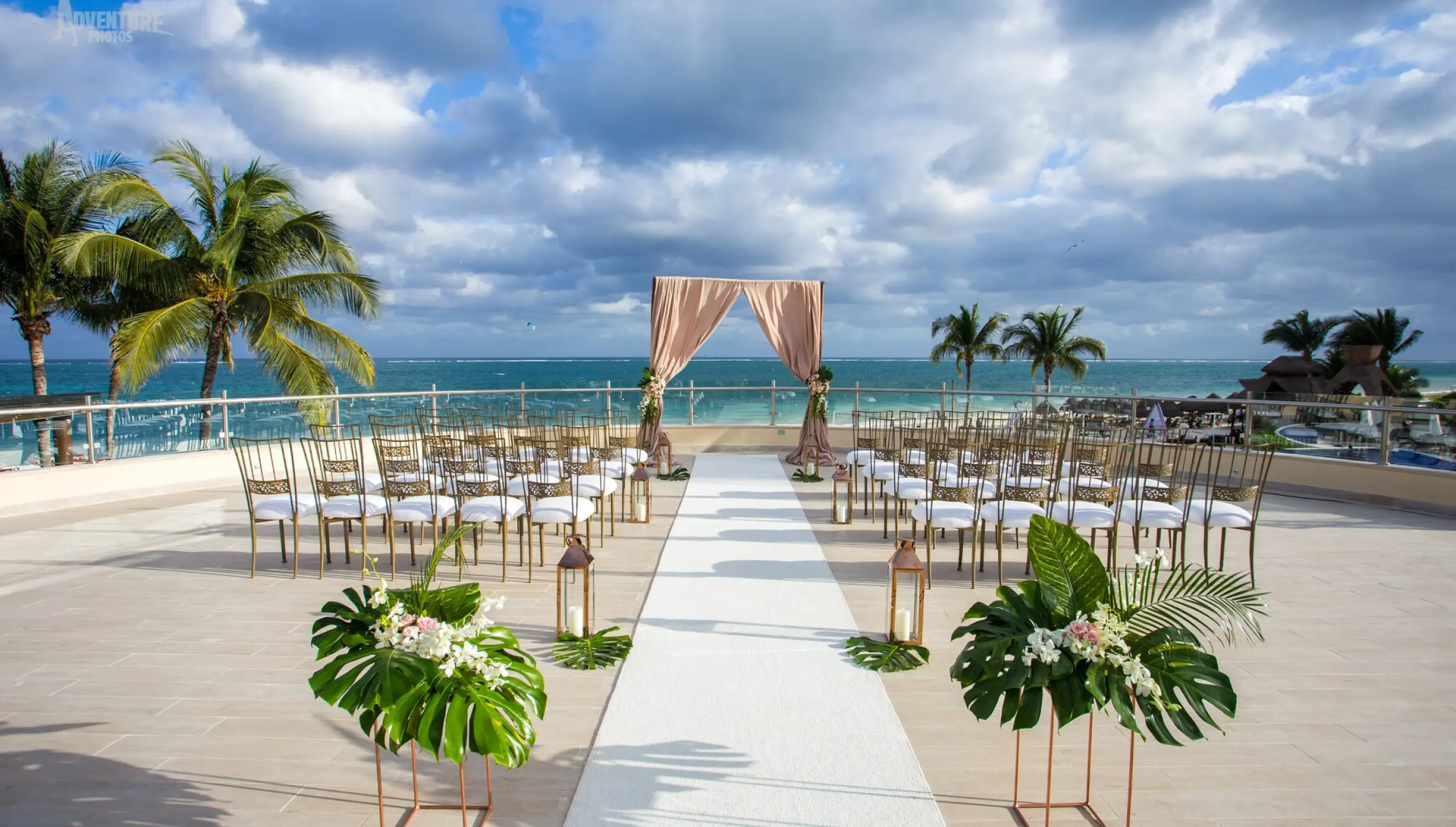 Oceana Terrace wedding ceremony setup at Dreams Riviera Cancun, Riviera Maya