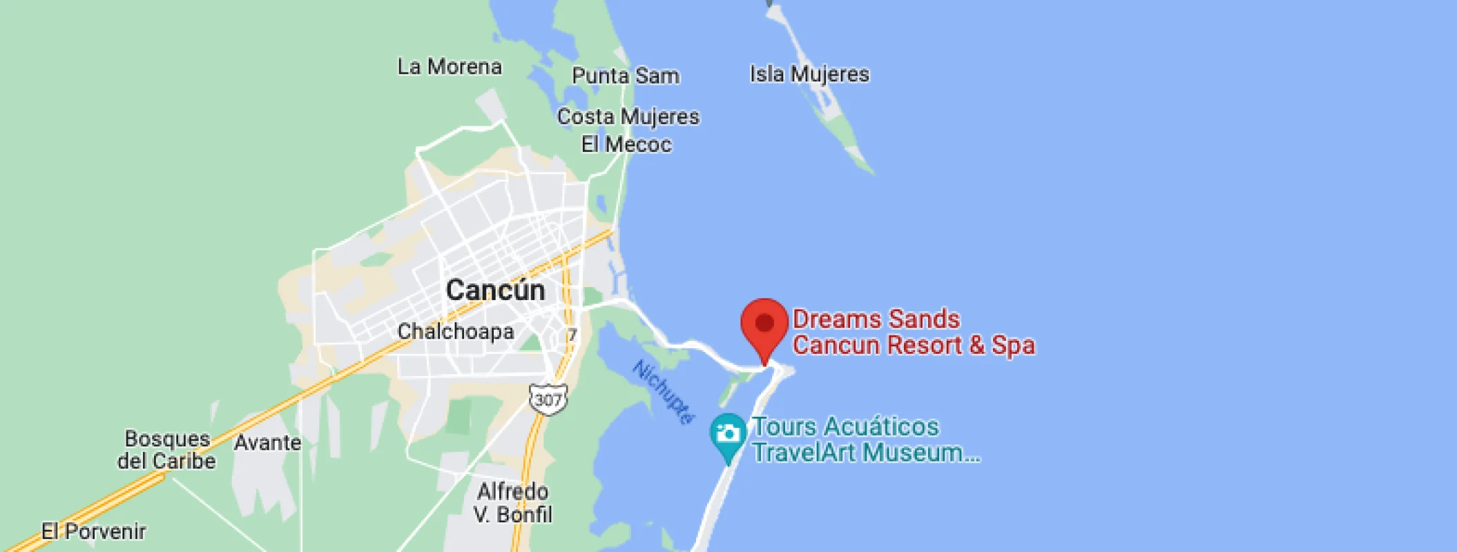Google maps of Dreams Sands