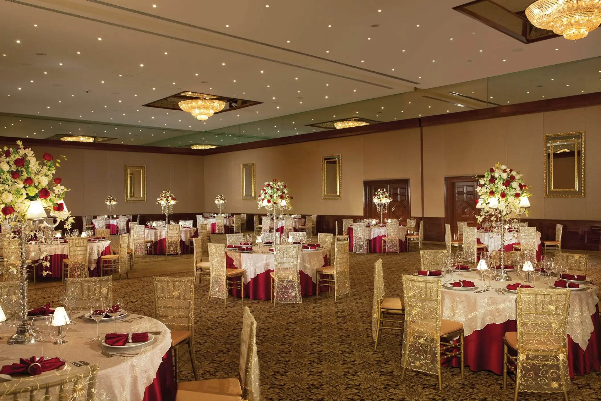 Indoor ballroom wedding reception at Dreams Sapphire, Riviera Maya