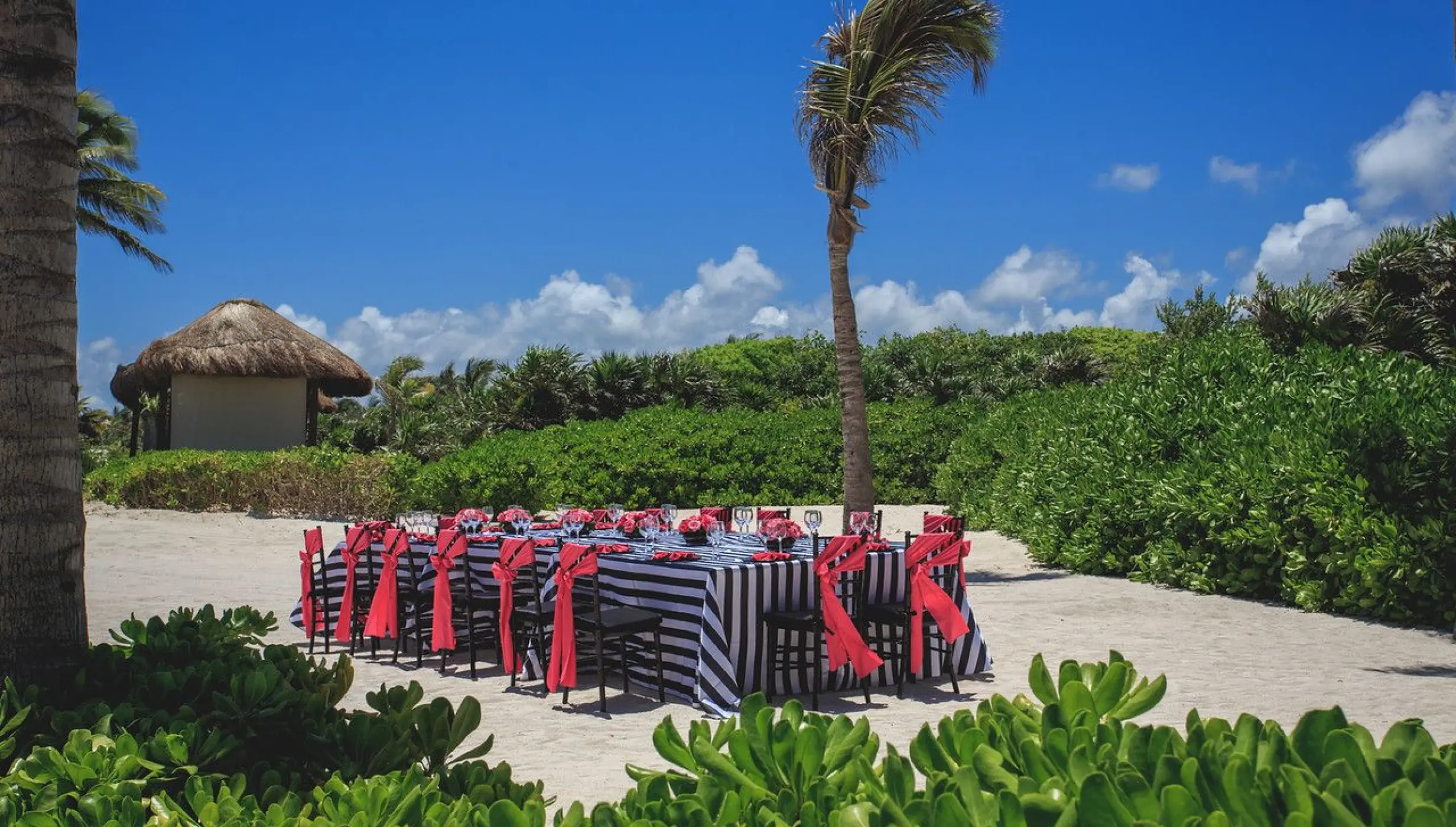 Dinner reception in Central beach venue at Dreams tulum resort and spa