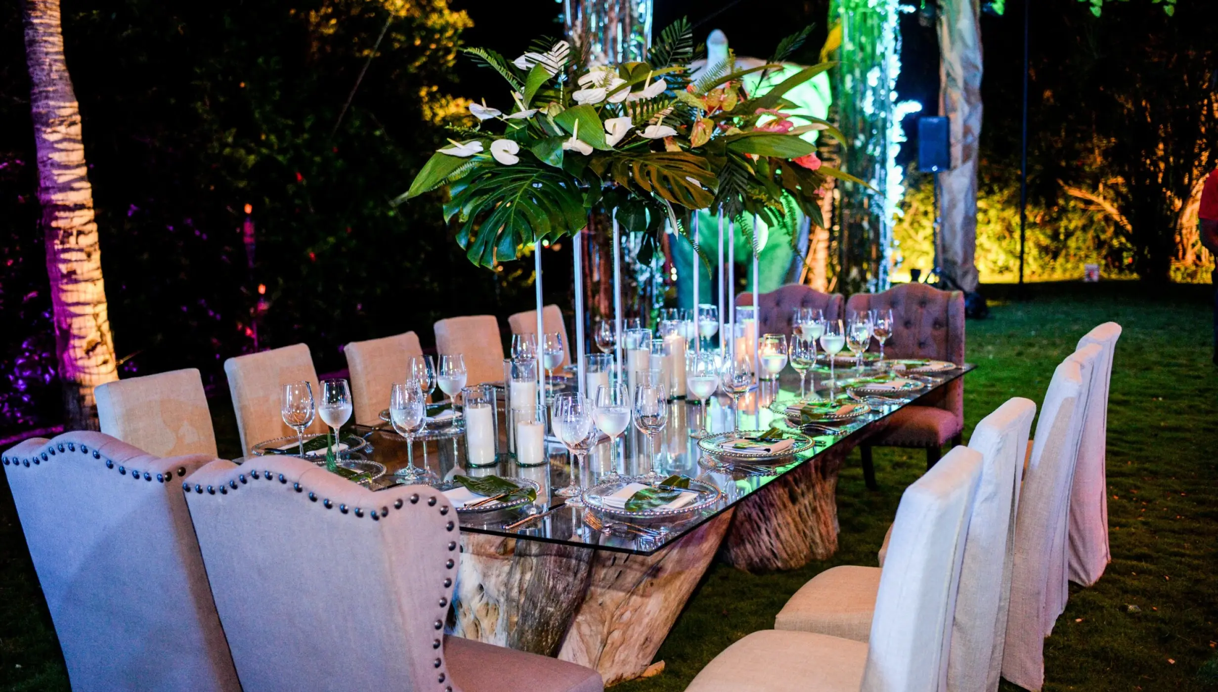 Dinner reception in garden venue  at Dreams Tulum Resort and Spa
