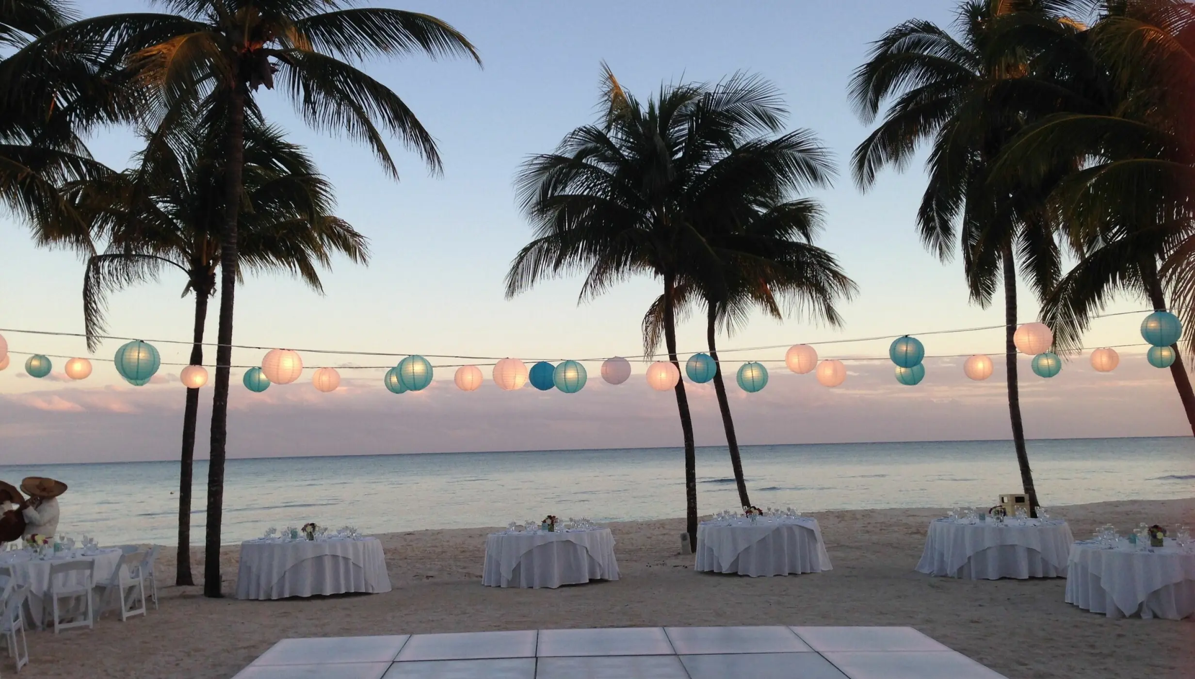 Dinner reception in Preferred Beach venue at Dreams tulum resort and spa