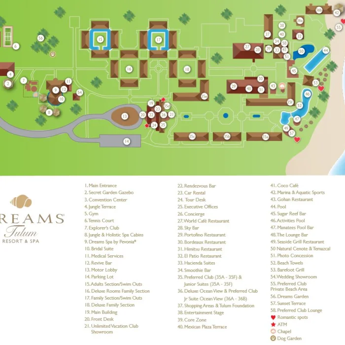 Resort map of Dreams Tulum Resort & Spa