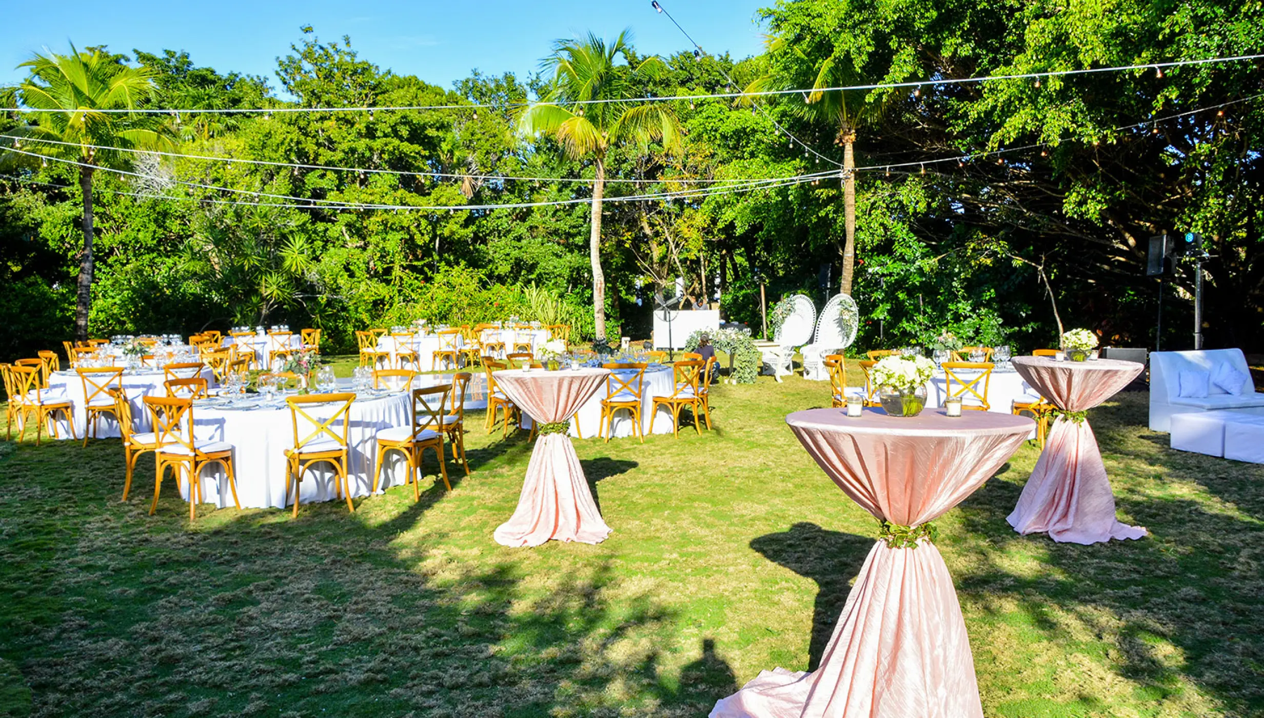 Dinner reception in garden venue  at Dreams Tulum Resort and Spa