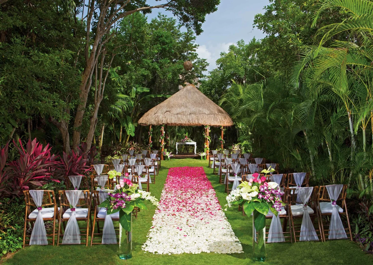 garden venue for weddings with palapa at Dreams Tulum Resort and spa