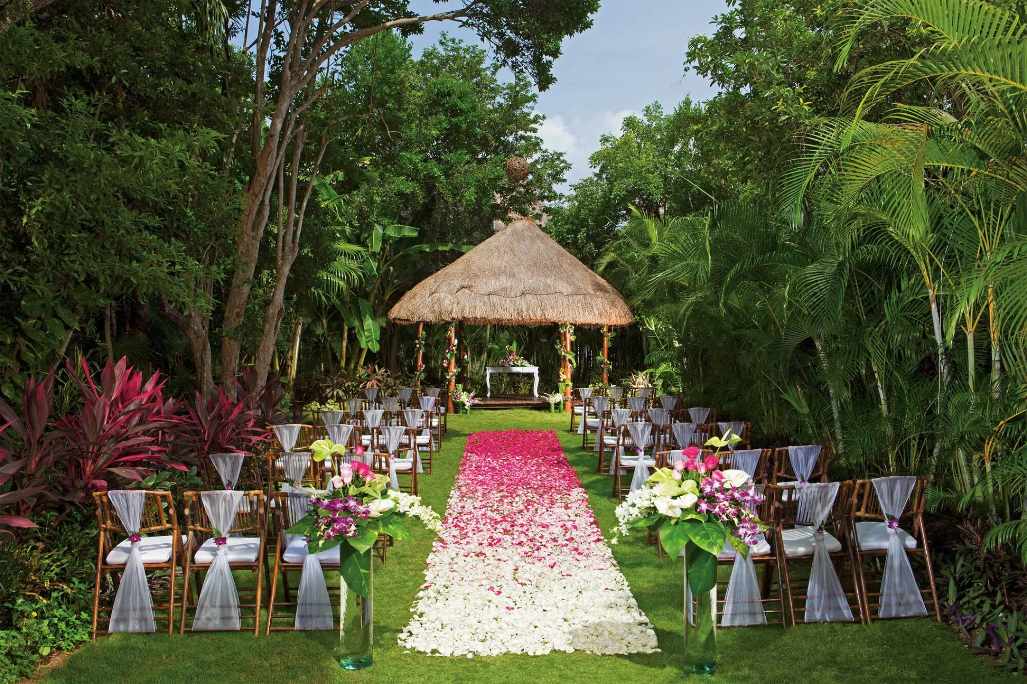garden venue for weddings with palapa at Dreams Tulum Resort and spa