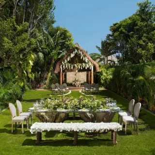 Secret Garden wedding reception setup at Dreams Tulum, Tulum
