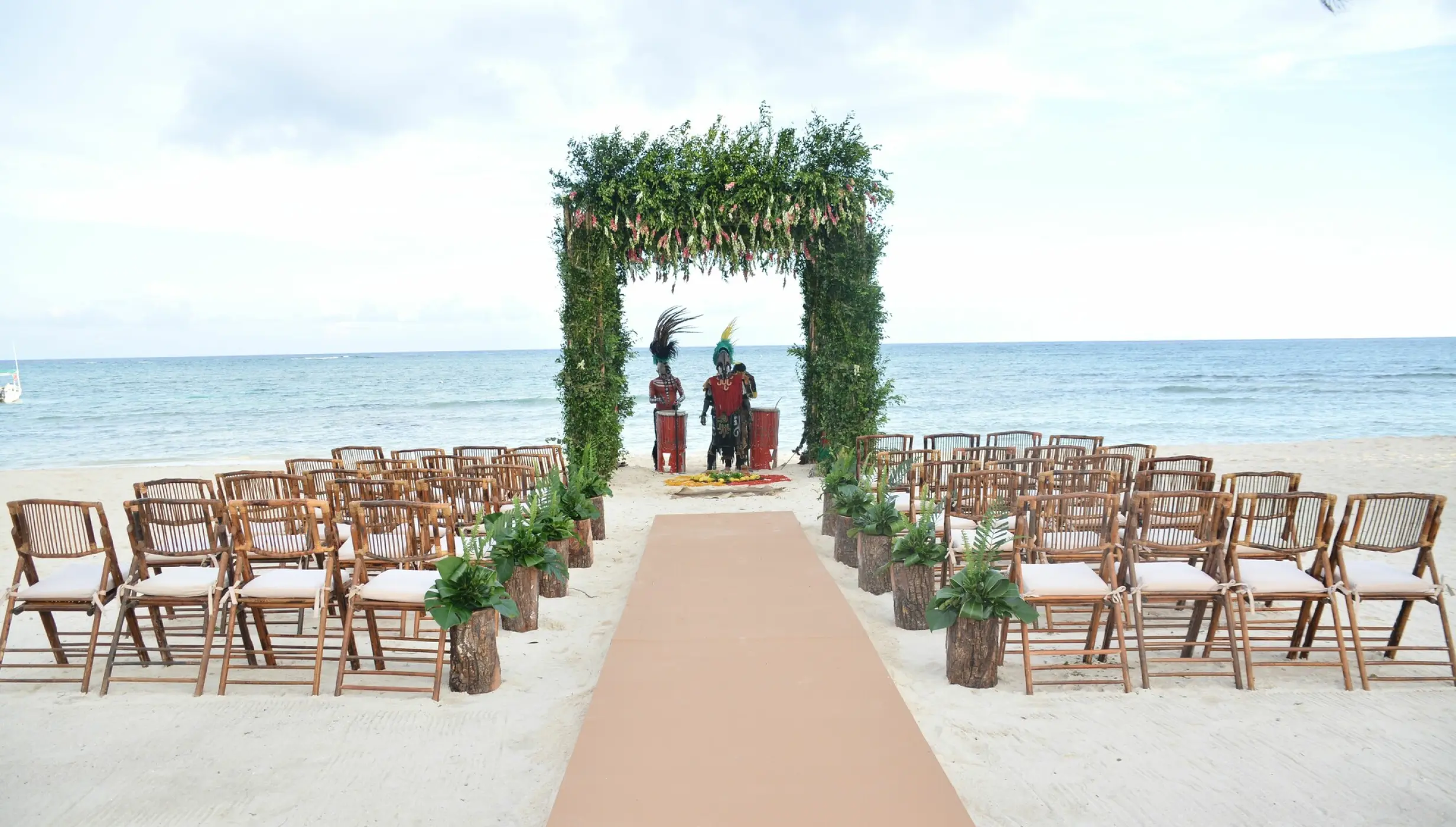 Symbolic ceremony in Seaside beach venue at Dreams Tulum Resort and Spa
