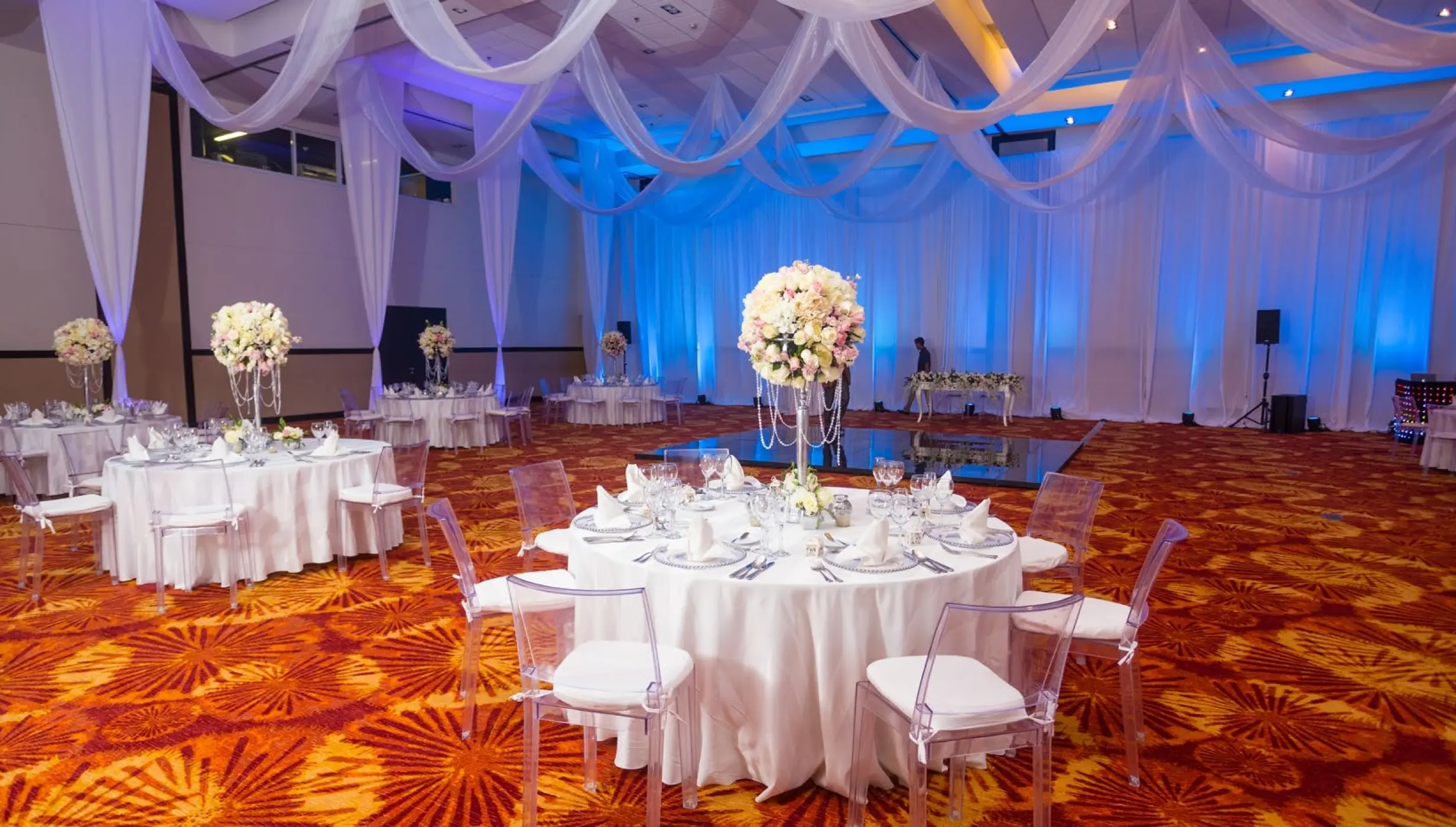 Indoor ballroom wedding reception at Dreams Vallarta Bay, Puerto Vallarta