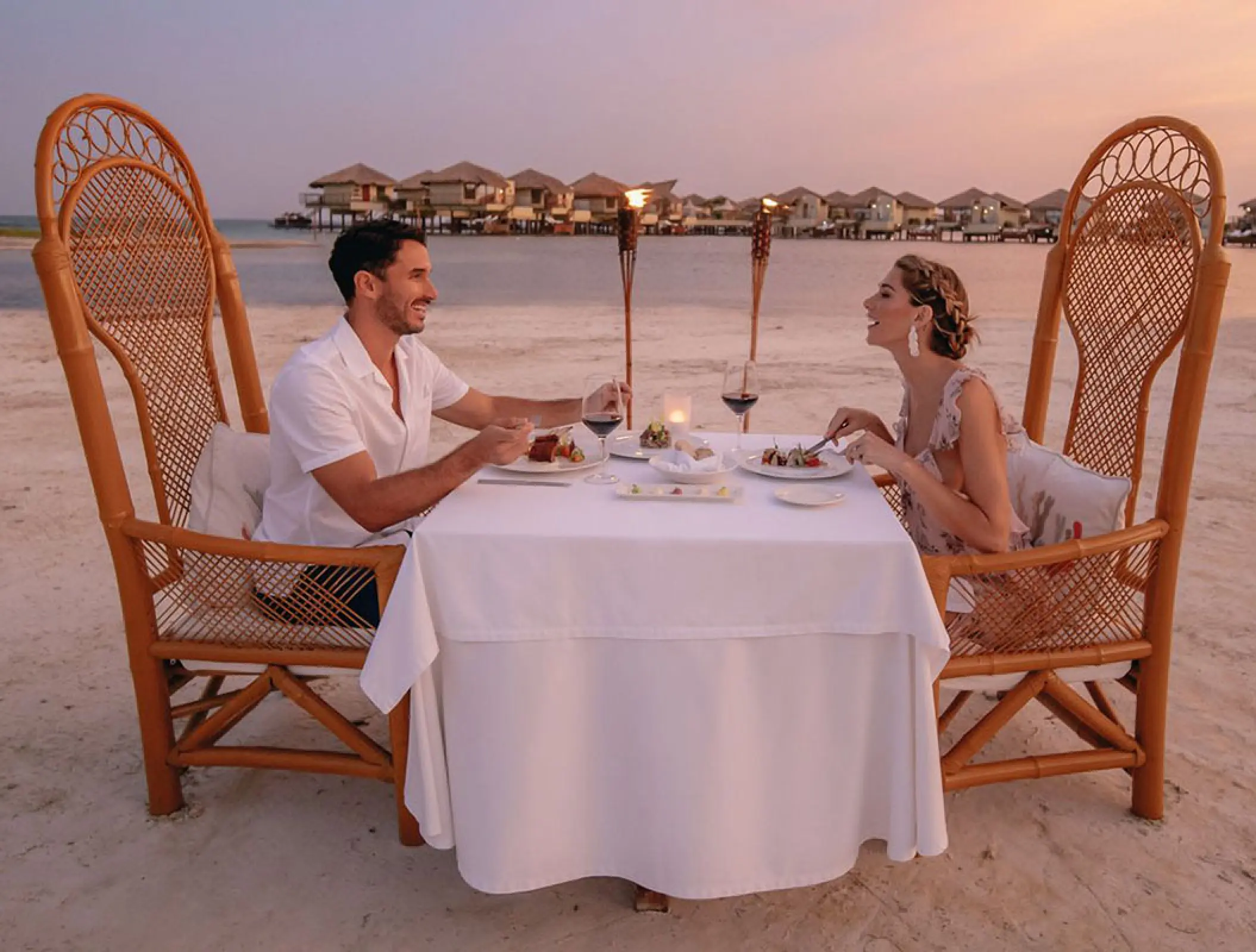 Private beach dinner for a couple at El Dorado Maroma, Riviera Maya