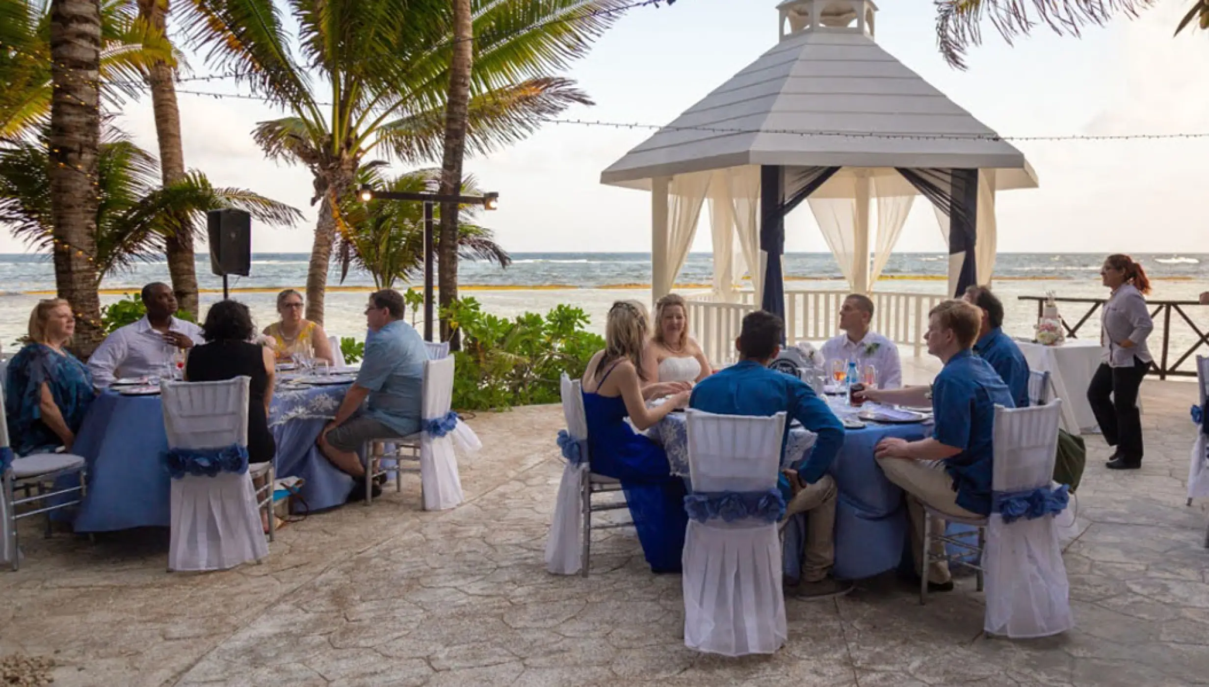Wedding Reception at white gazebo venue on el Dorado Seaside suites