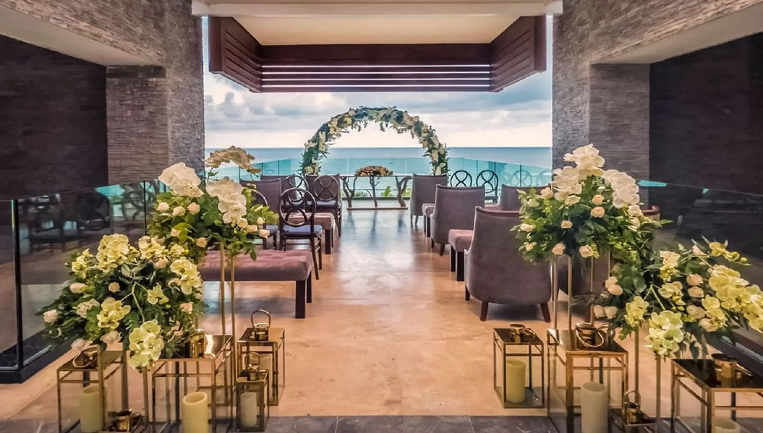 Ceremony setup in El Mirador Venue at Haven Riviera Cancun.