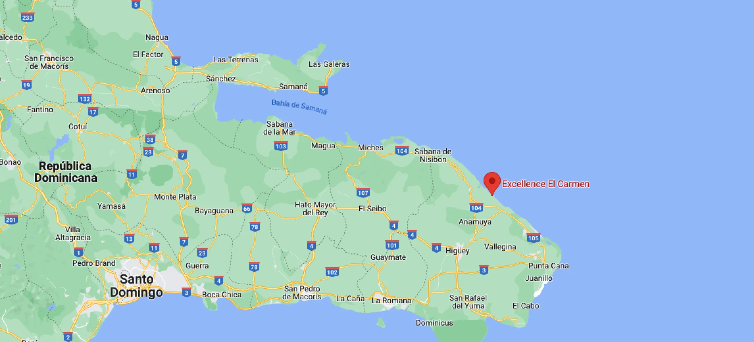 Google maps of Excellence El Carmen Dominic Republic