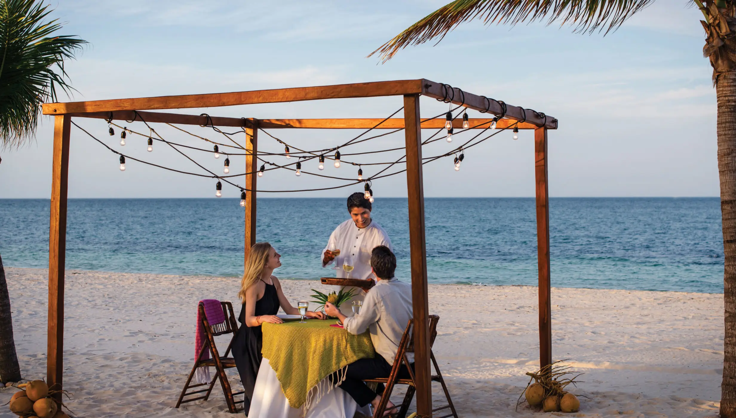 Private dinner in beach wedding venue at Excellence Playa Mujeres