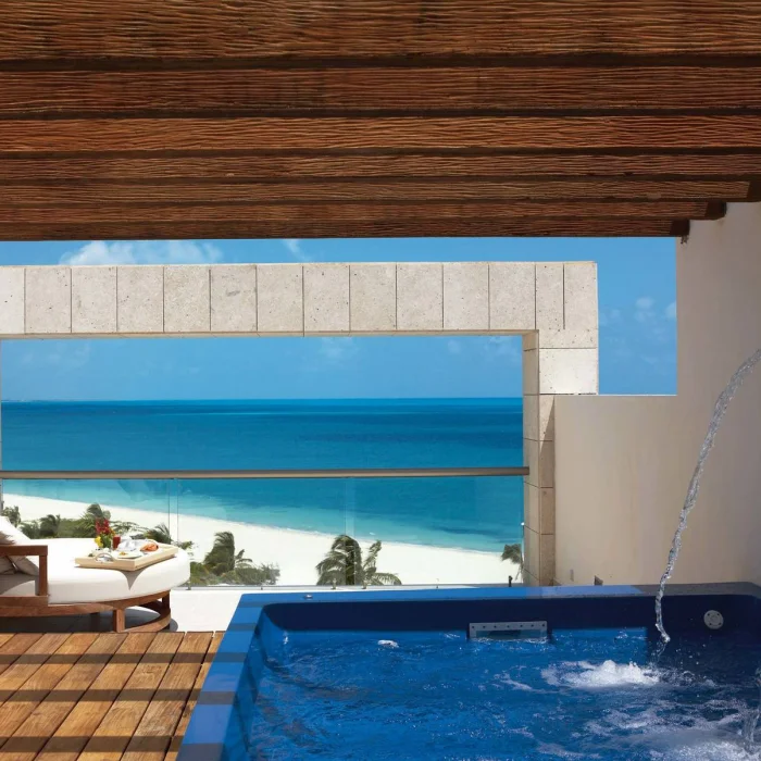 Excellence Playa Mujeres hot tub on oceanview terrace