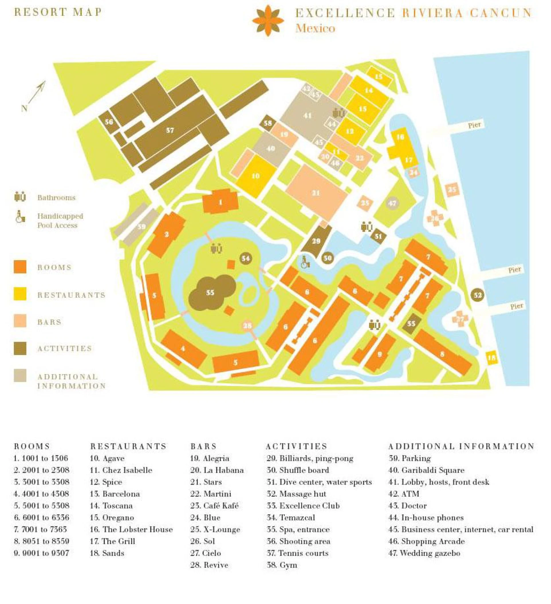 Resort map of Excellence Riviera Cancun