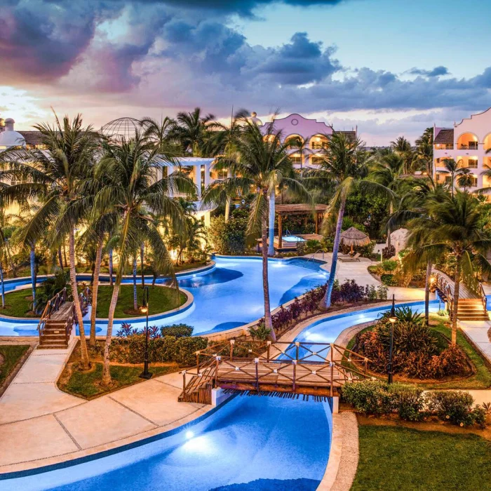 Excellence Riviera Cancun pool and garden arial