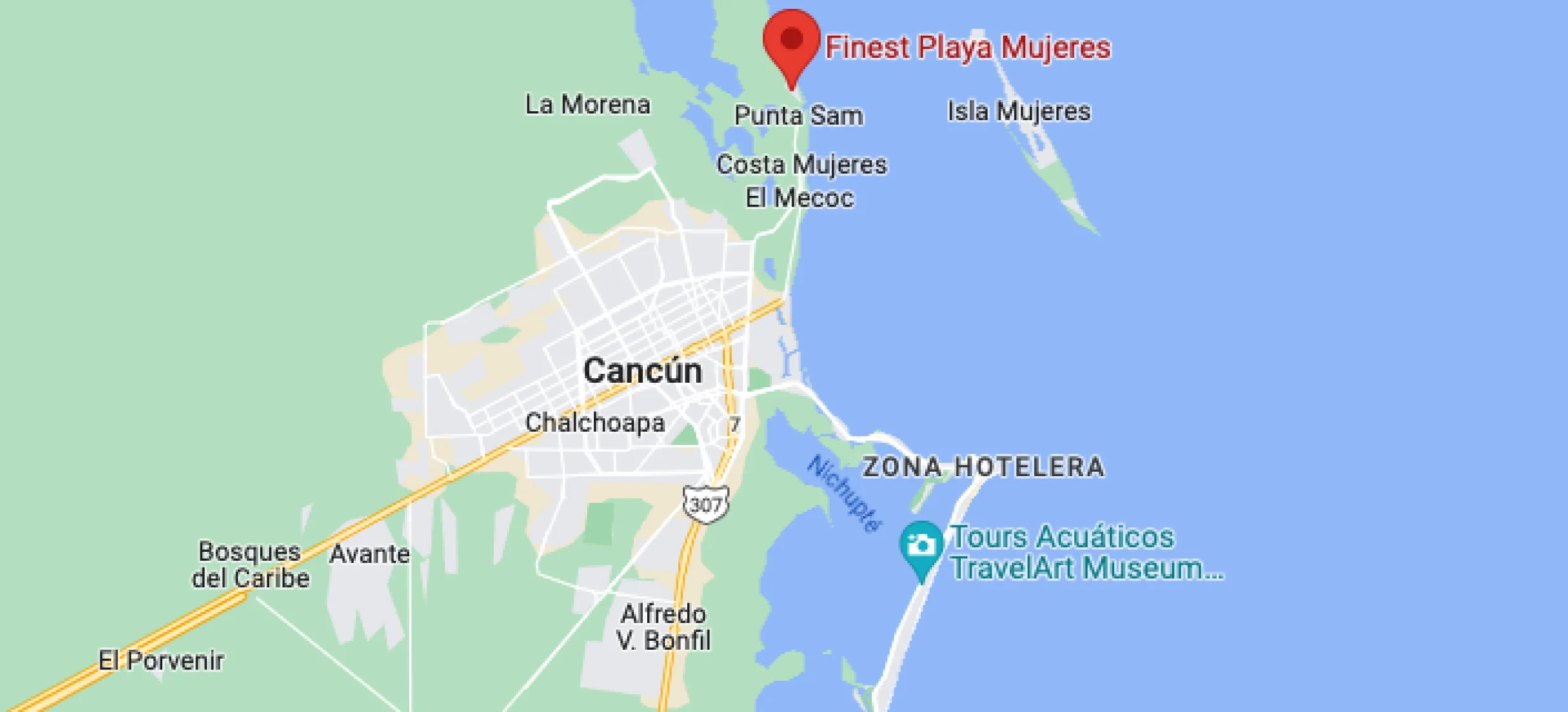 Google maps of Finest Playa Mujeres