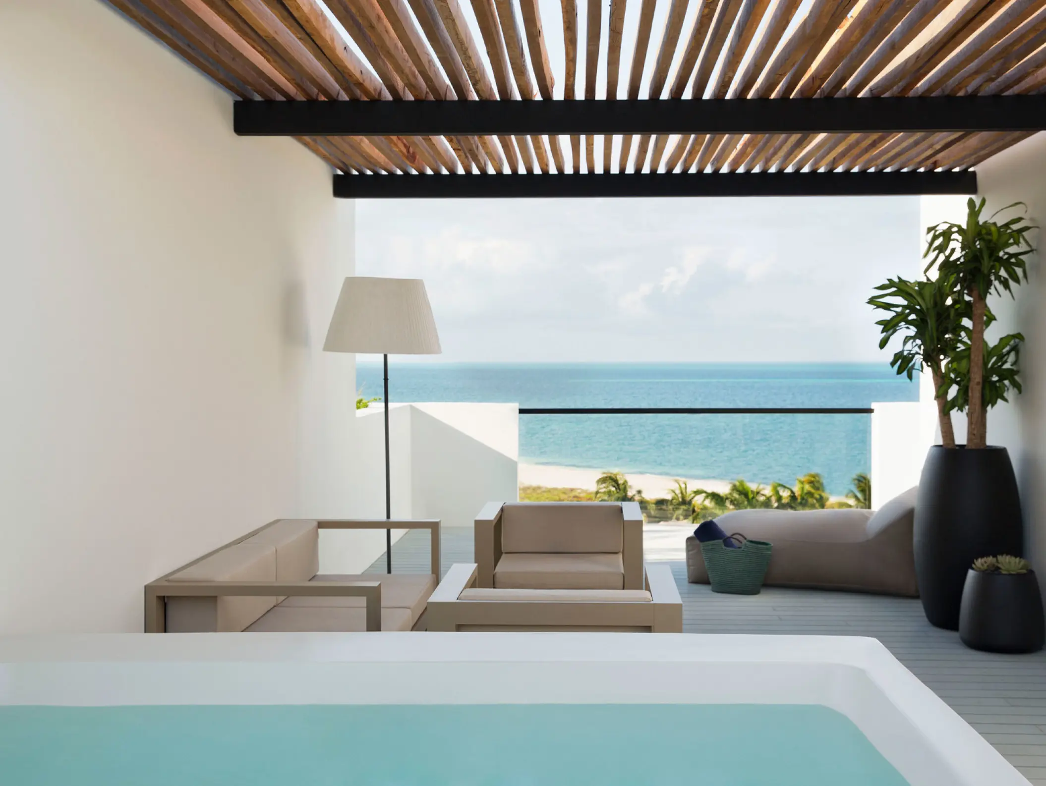 Private terrace with plunge pool and ocean views at Finest Playa Mujeres, Cancun