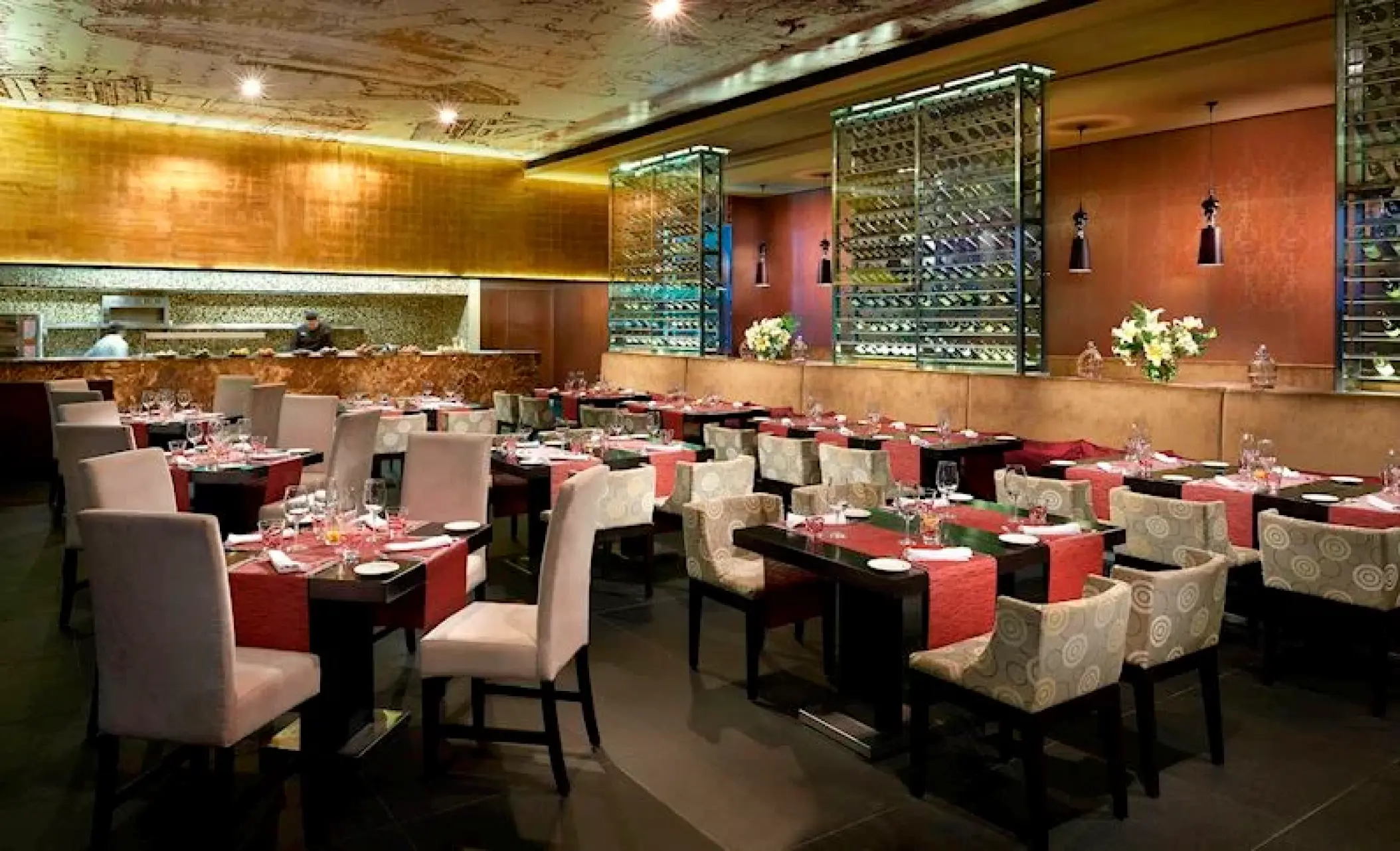 Arezzo restaurant indoor dining area at The Fives Beach Hotel, Playa Del Carmen
