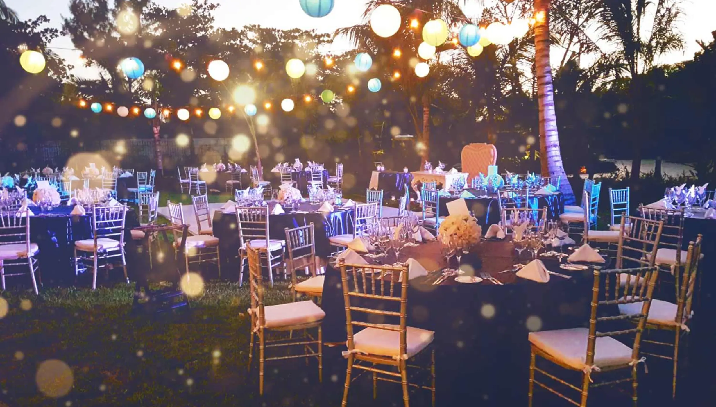 The Fives Beach Hotel & Residences garden wedding reception area