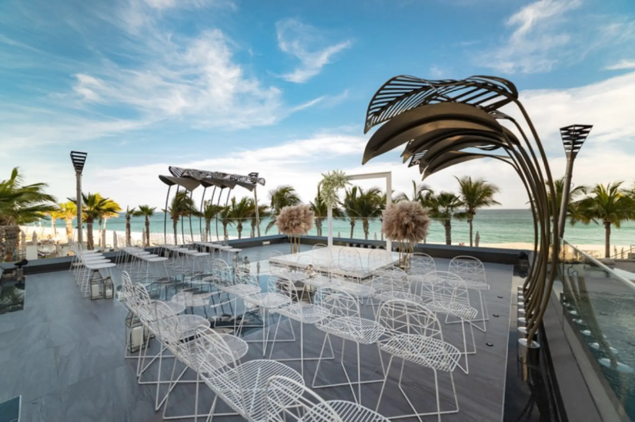 Rooftop terrace wedding ceremony at Garza Blanca Los Cabos, Cabo San Lucas