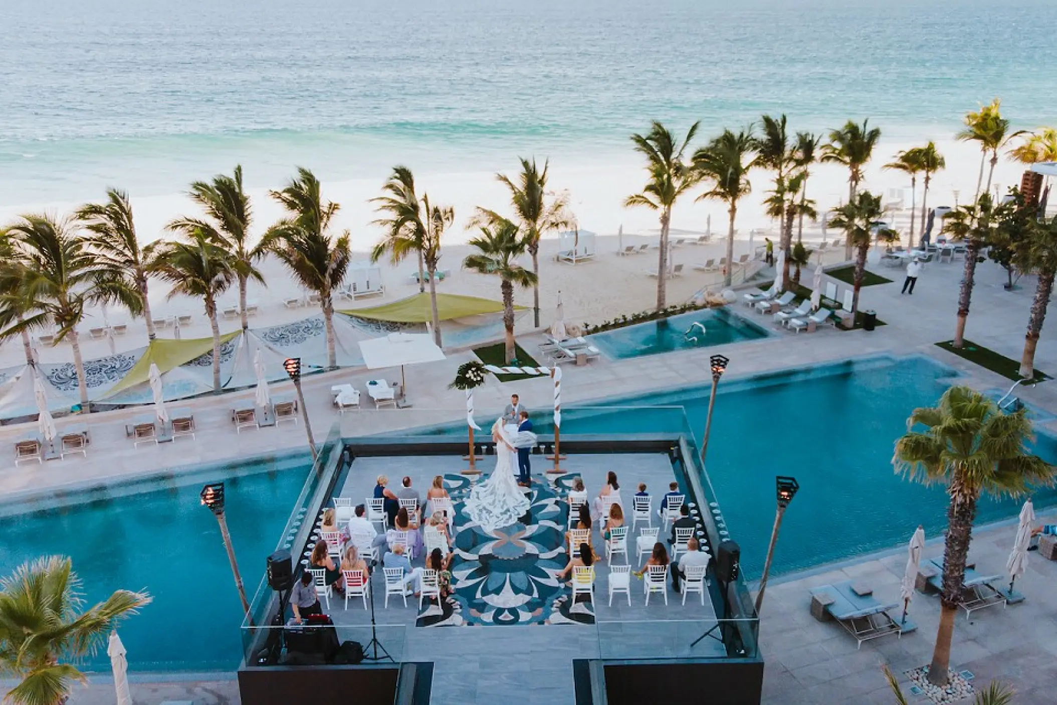 Terrace wedding ceremony at Garza Blanca Los Cabos, Cabo San Lucas