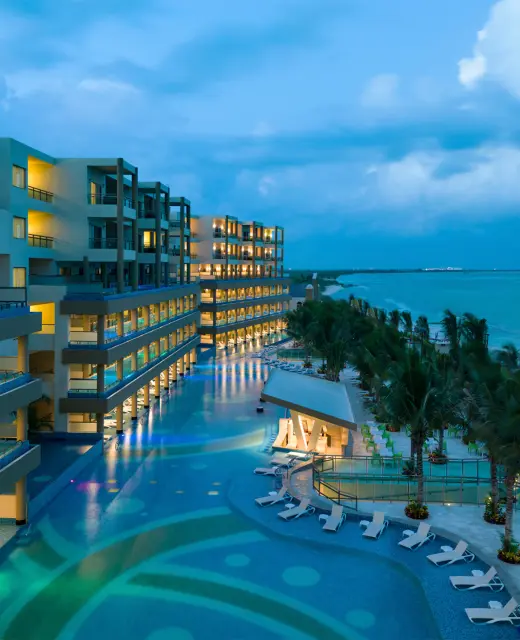 Generations Riviera Maya arial of pool, resort and ocean