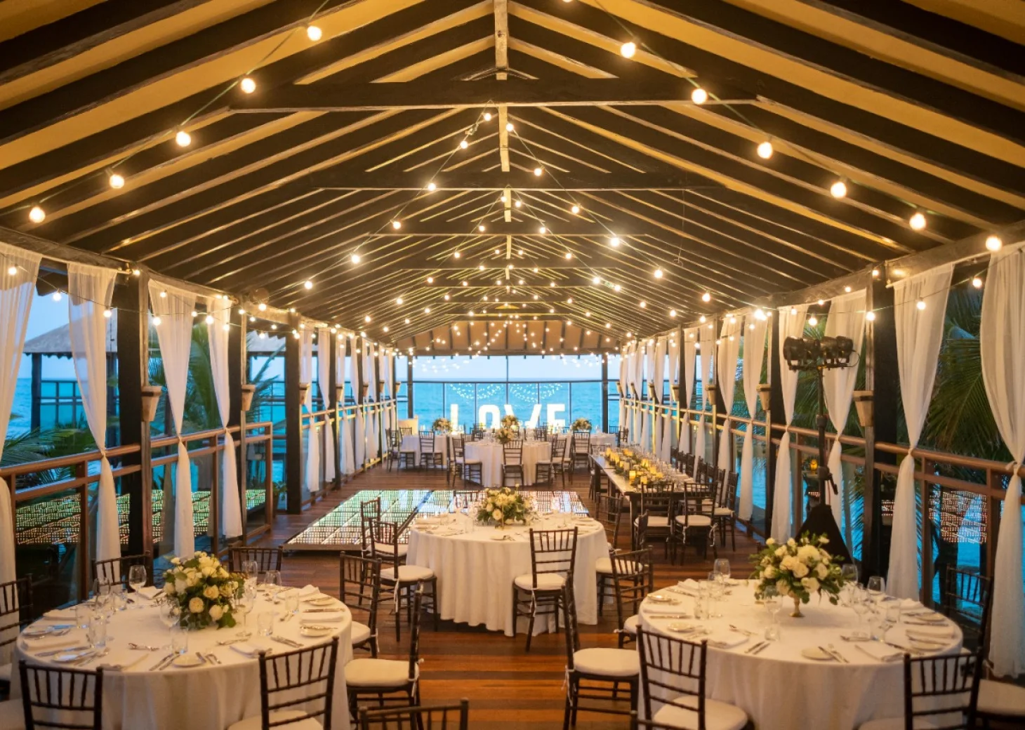 Generations Riviera Maya resort pier deck wedding reception area
