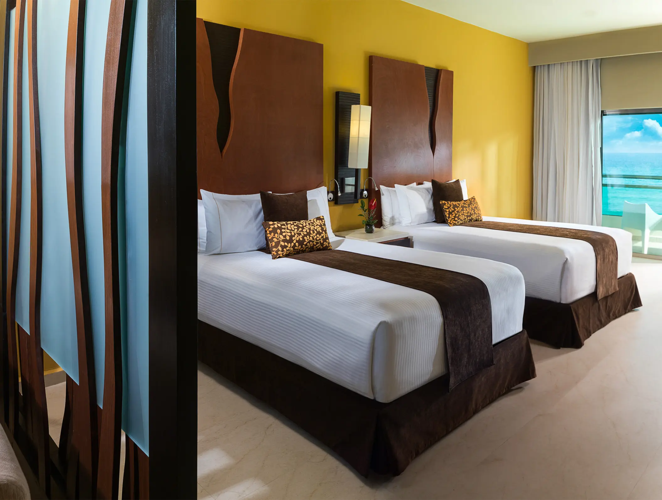 Generations Riviera Maya two-bedroom suite with double beds and ocean view, Riviera Maya