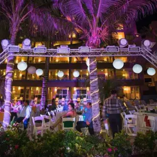 Evening wedding reception on the pool deck at Generations Riviera Maya, Riviera Maya