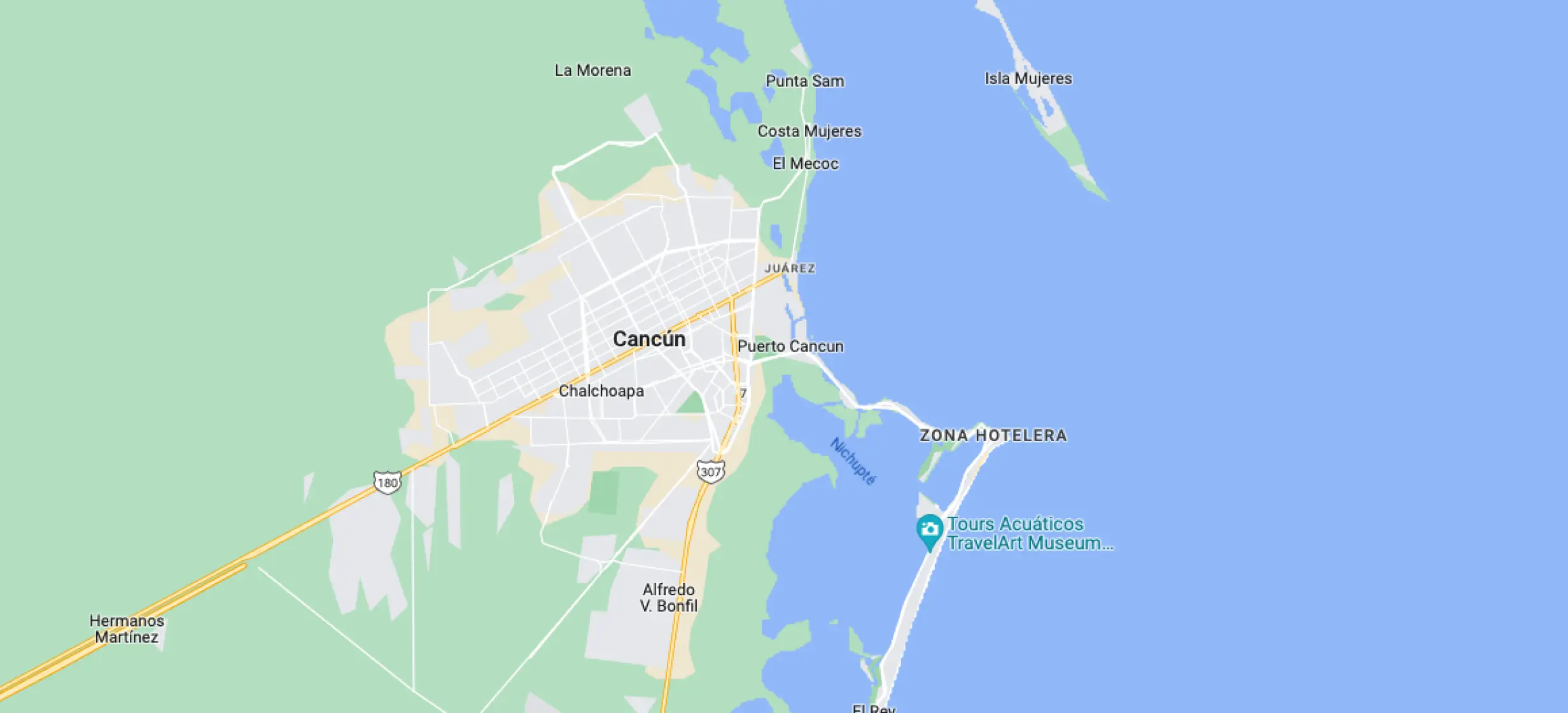 Google maps of Dreams Playa Mujeres