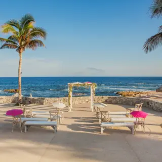 Oceanfront wedding ceremony setup at Grand Fiesta Americana Los Cabos, Cabo San Lucas
