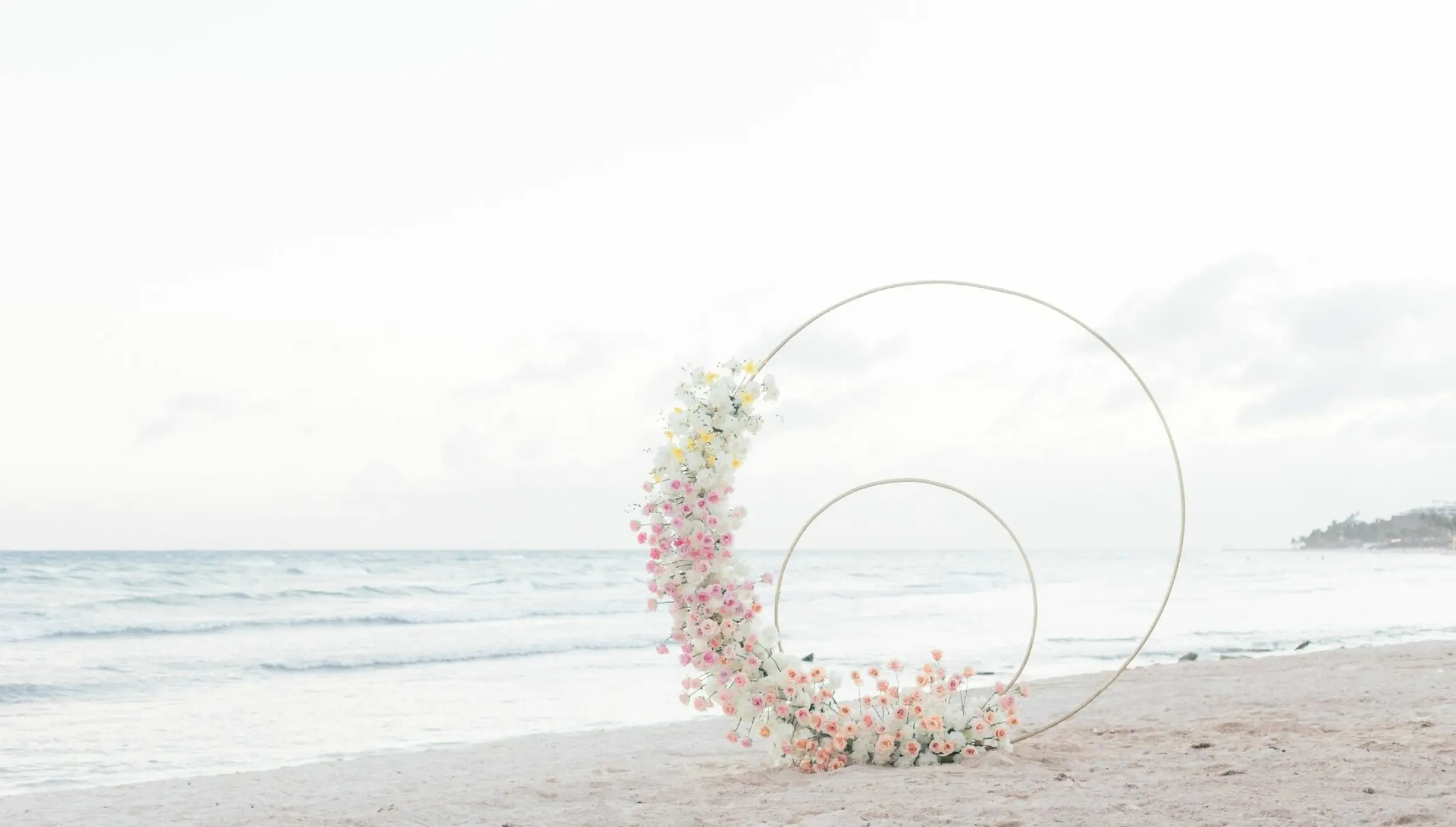 Ceremony decor in Grand Class Beach venue at Grand Velas