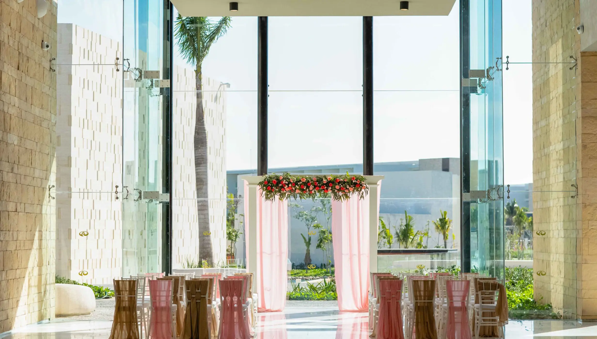 Ceremony decor on Glass room at Grand Palladium Costa Mujeres