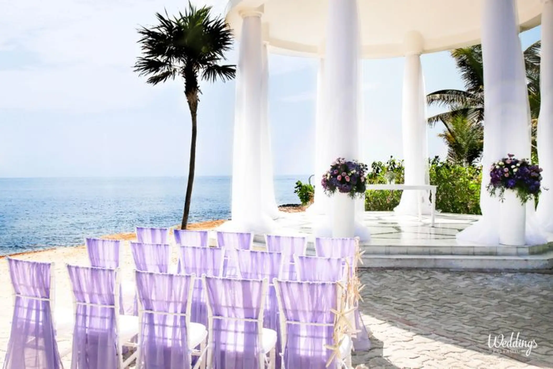 Oceanfront wedding ceremony setup at Grand Palladium Colonial, Riviera Maya