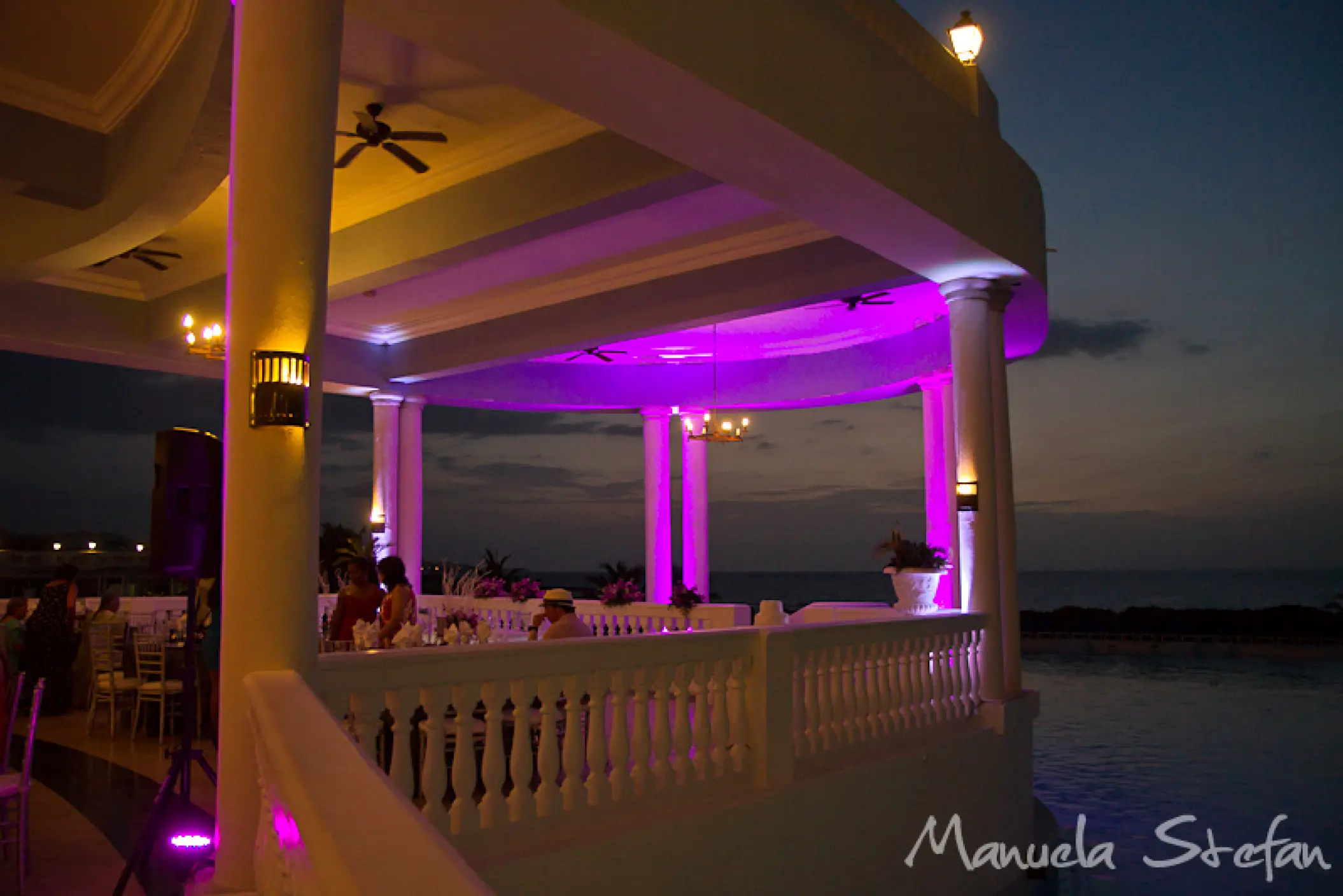 Evening wedding reception on the Infinity Salon terrace at Grand Palladium Jamaica, Ocho Rios