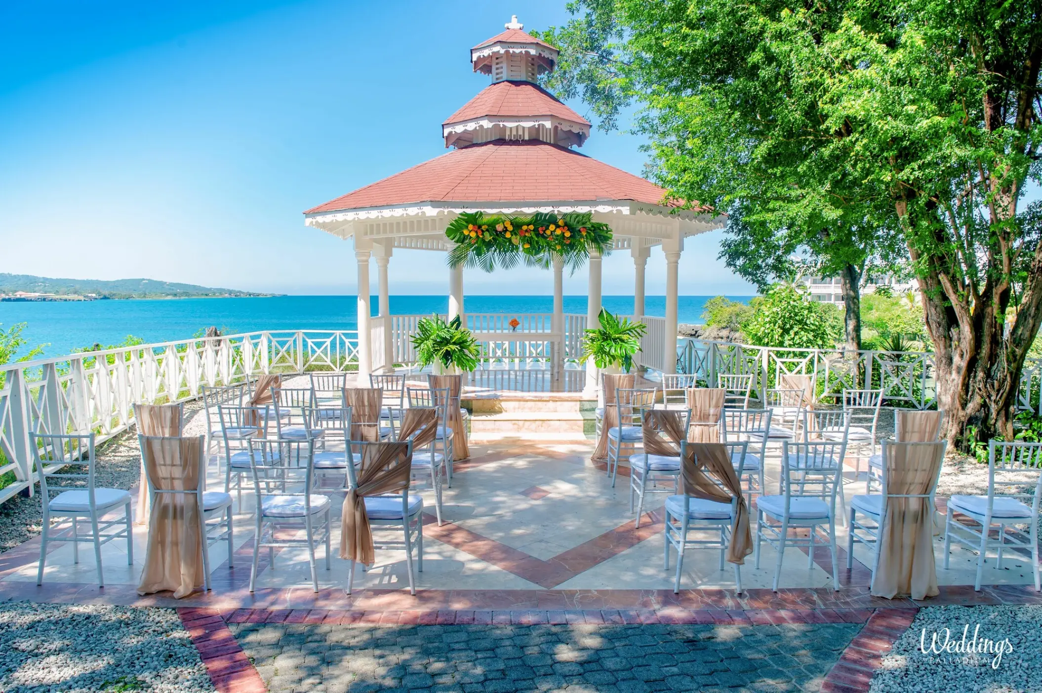 Oceanfront wedding ceremony gazebo at Grand Palladium Jamaica, Ocho Rios