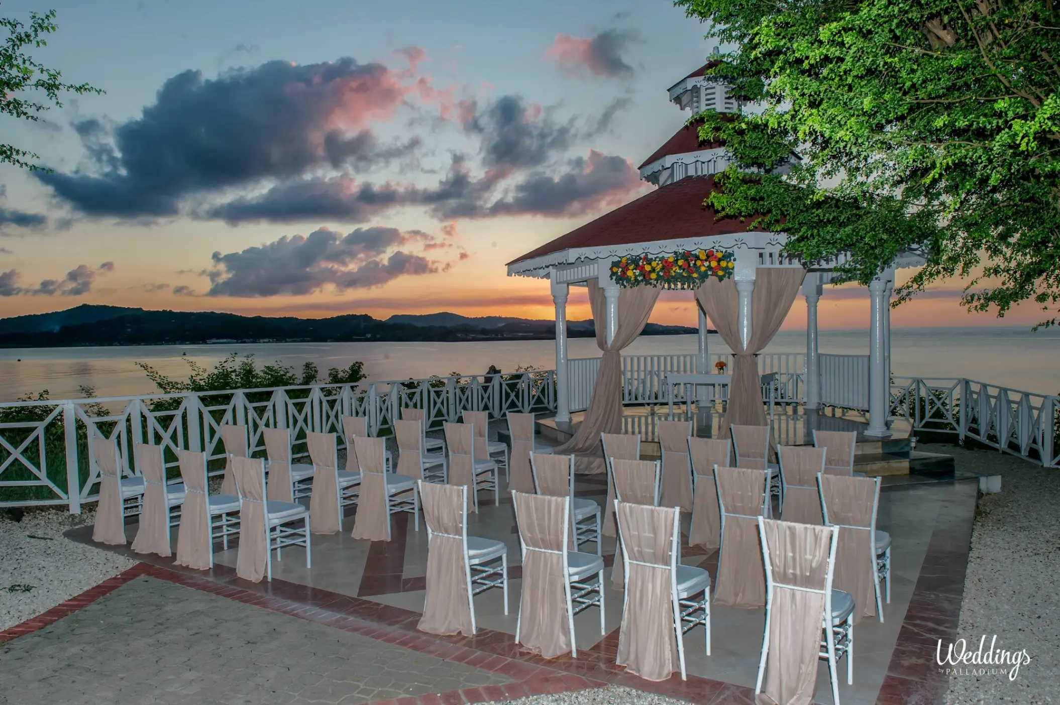 Oceanfront wedding ceremony at the cliffside gazebo in Grand Palladium Jamaica, Ocho Rios