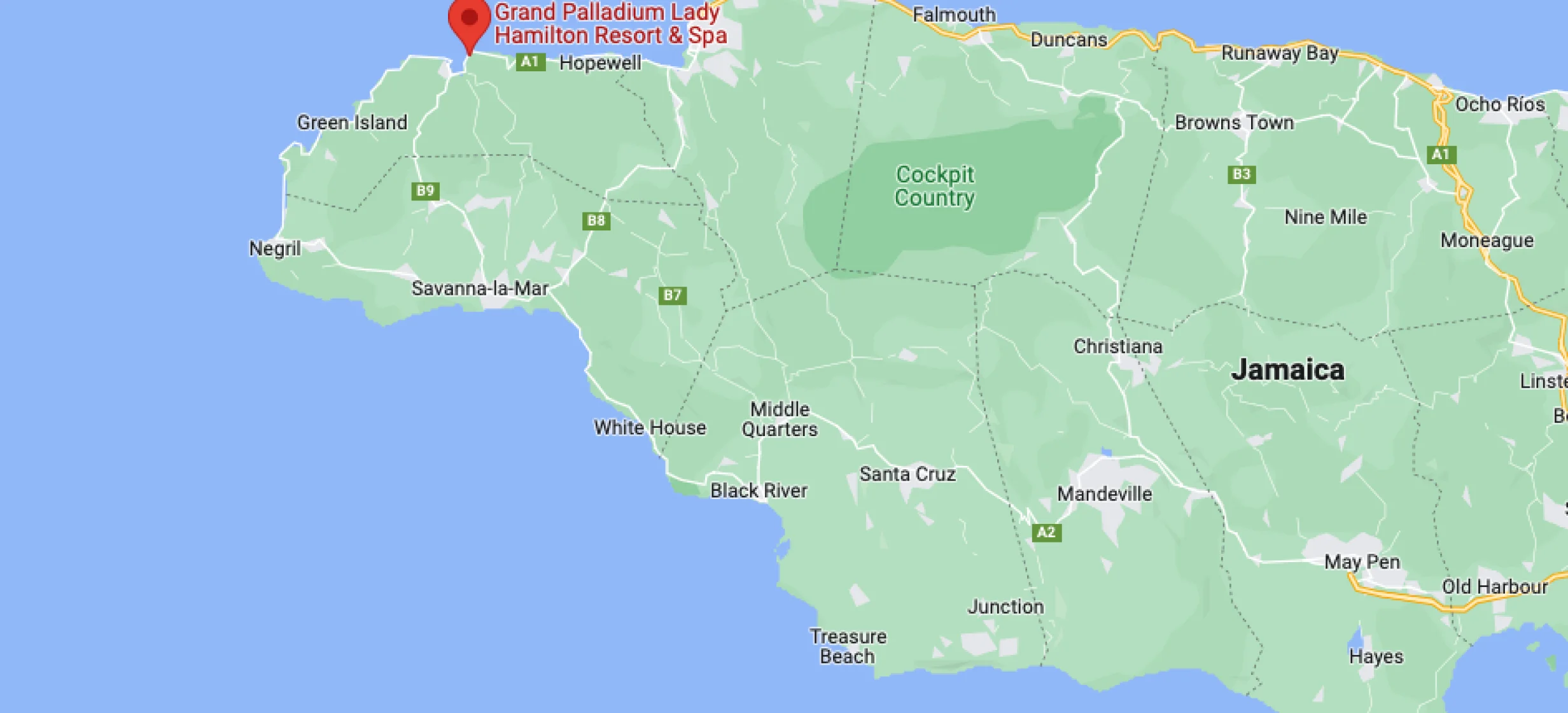 Google maps of Grand Palladium Lady Hamilton