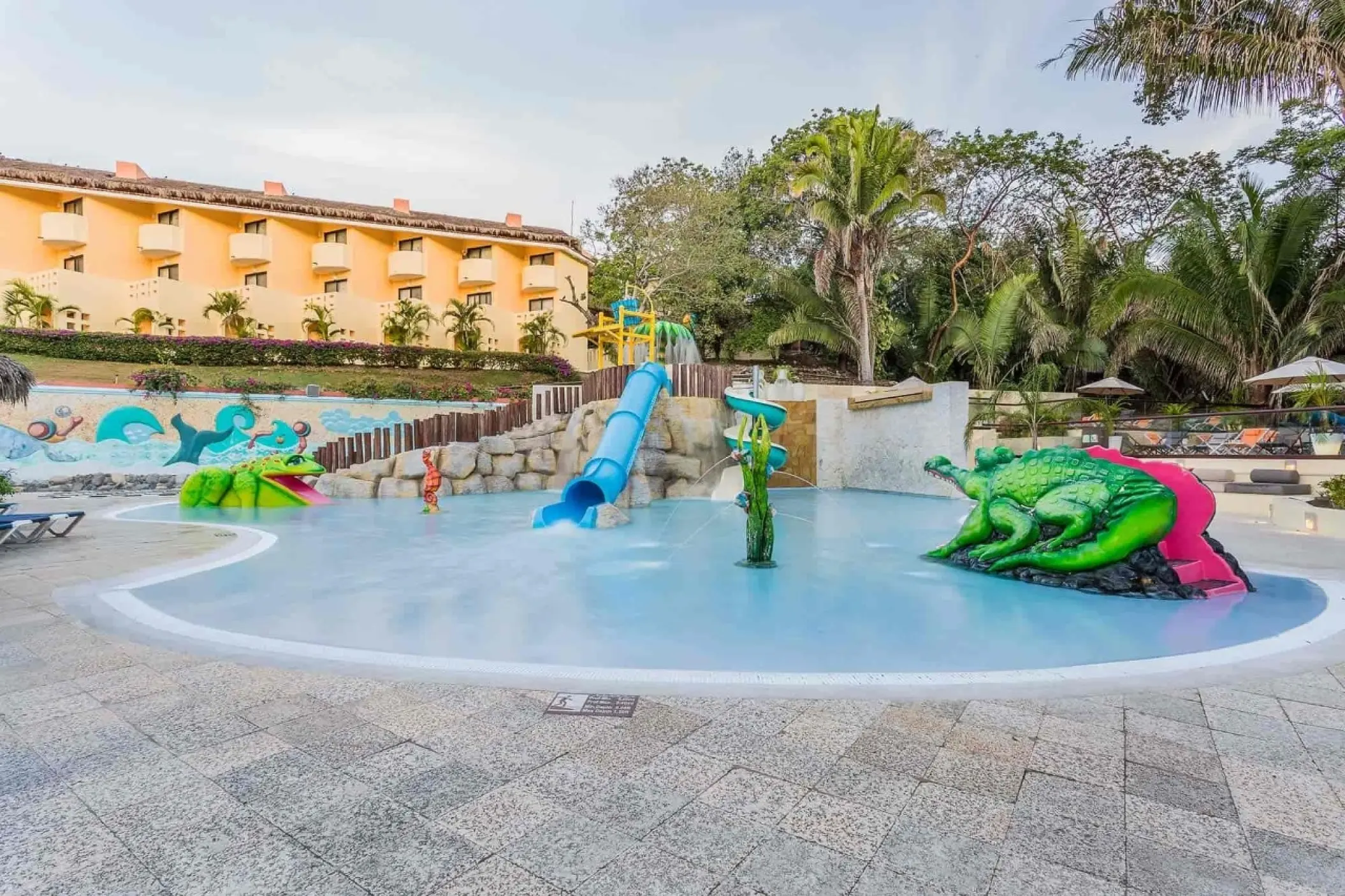 Children's water park with slides and animal statues at Grand Palladium Vallarta, Puerto Vallarta