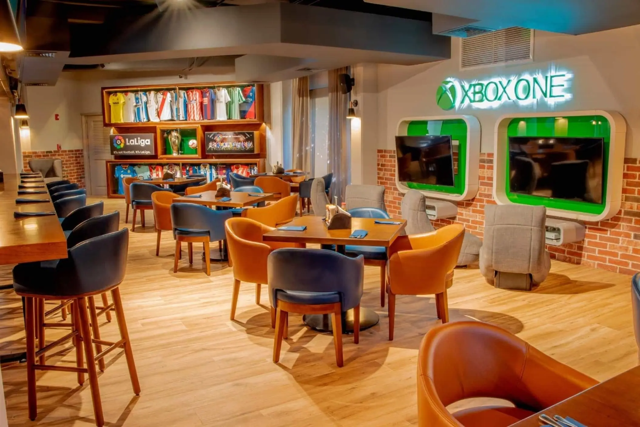Xbox gaming lounge and sports bar area at Grand Palladium Vallarta, Puerto Vallarta