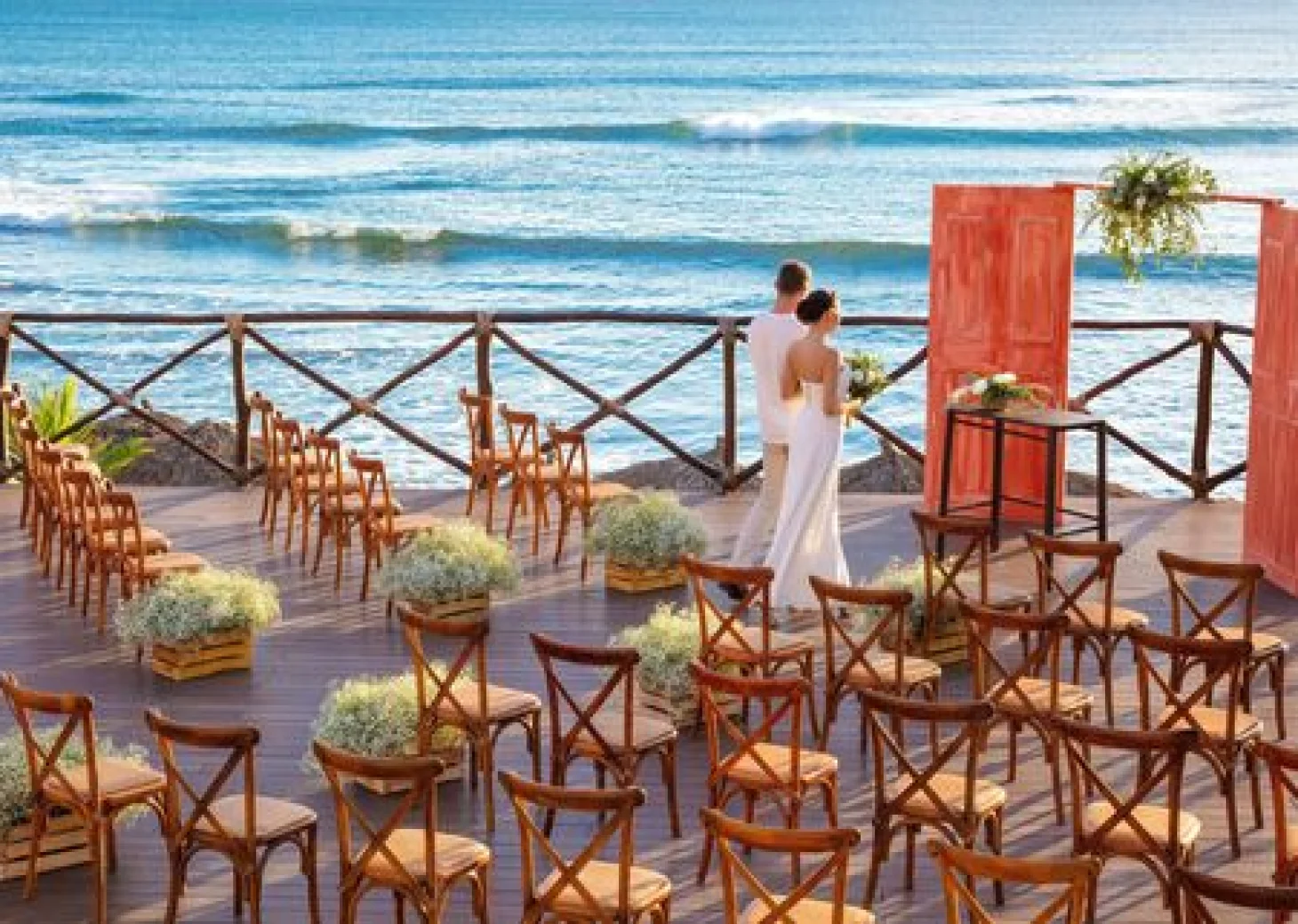 Ceremony decor on the ocean terrace at Grand Palladium Vallarta Resort and Spa