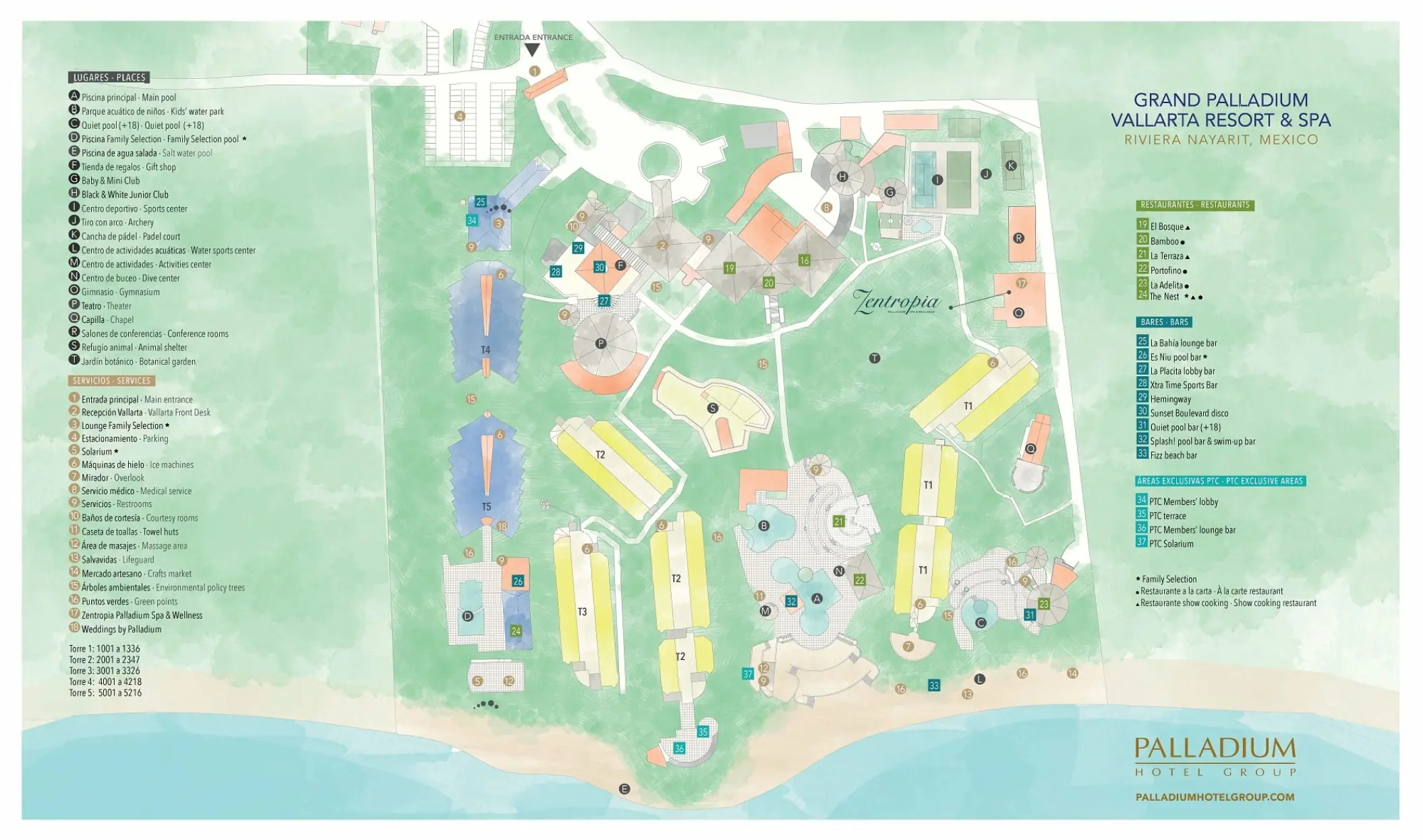 Resort map of Grand Palladium Vallarta, Puerto Vallarta